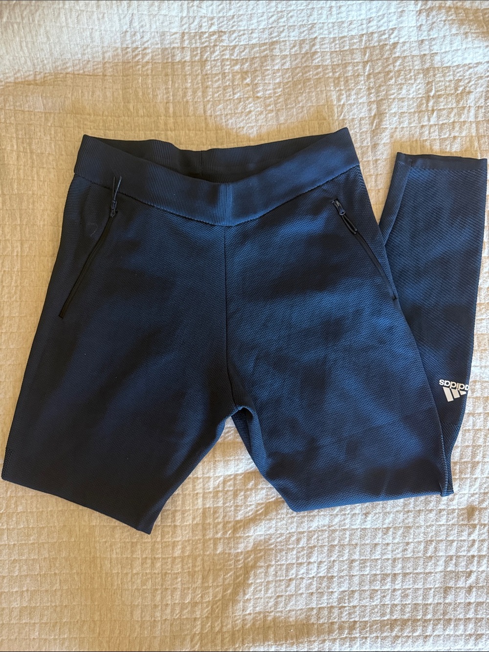 NWT Adidas Mens Navy Blue Athletic Pants with Zip Pockets